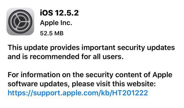 革吉苹果手机维修分享iOS12.5.2发布，建议所有老苹果用户安装 